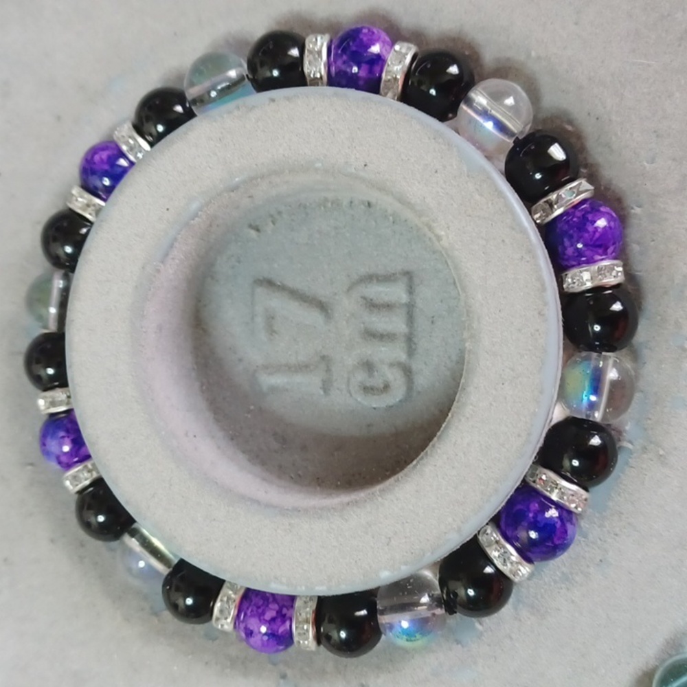 Dark purple black clear Holographic glass bracelet
